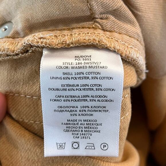 Re/Done 70s Stove Pipe High Rise Straight Leg Denim Jeans Mustard Size 25 - Picture 7 of 12